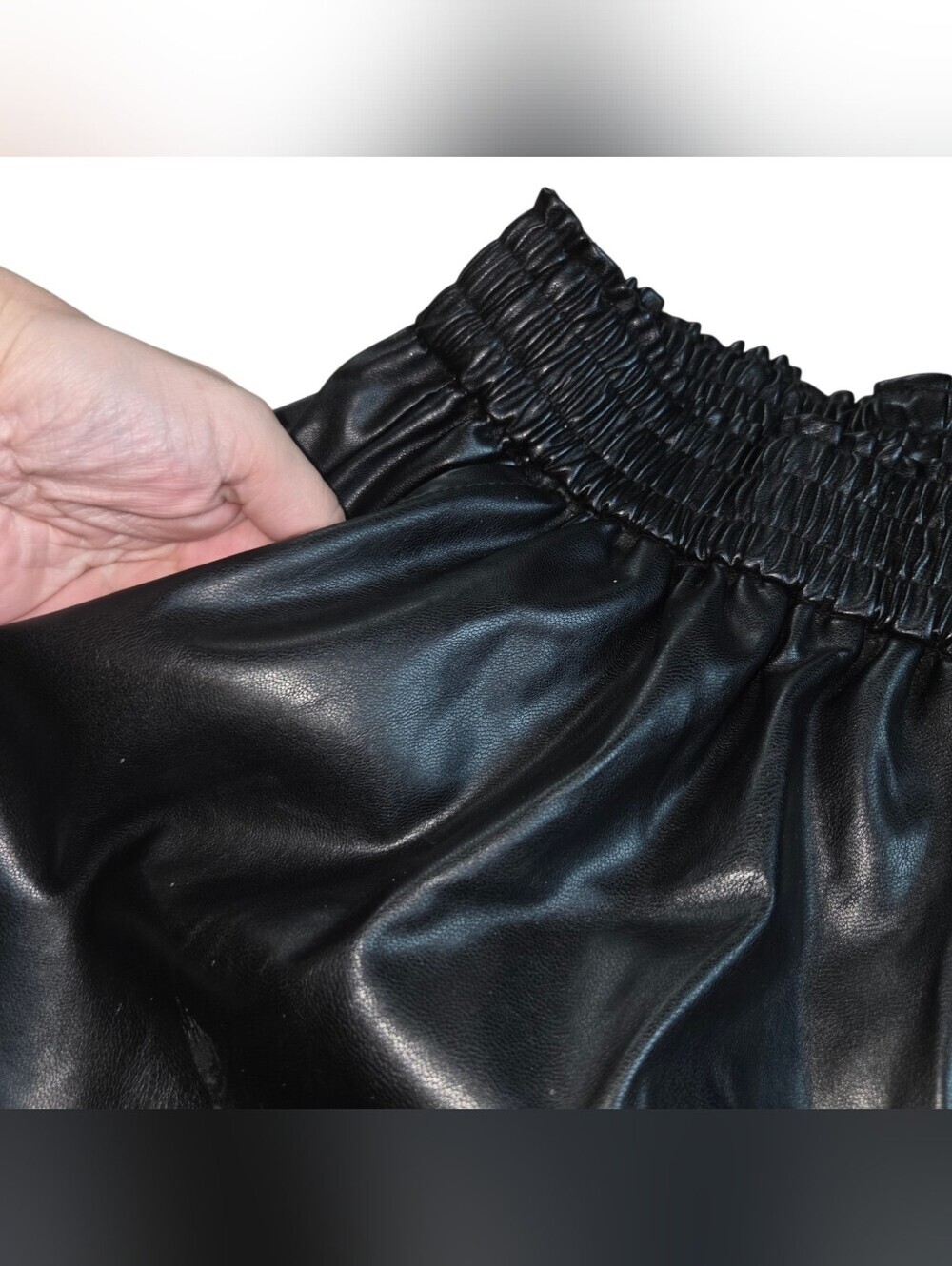 High Waist Black Faux Leather Shorts - Women - Picture 5 of 7